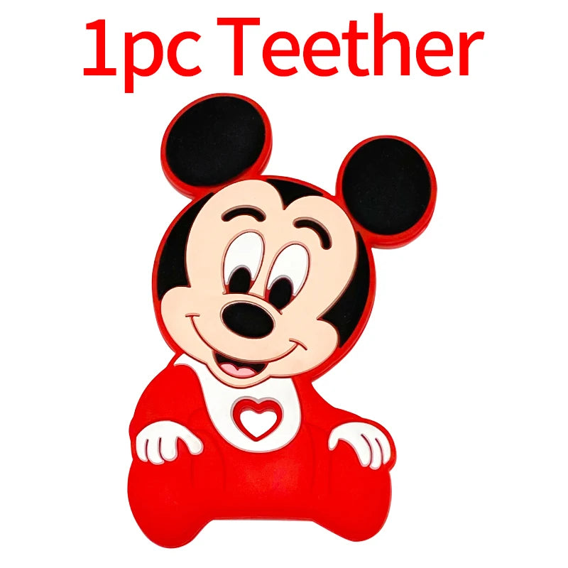 1/3/10pcs Silicone Mickey Teething Beads Food Grade Cartoon Shape Baby Teethers Toys DIY Pacifier Clips Chain Accessories