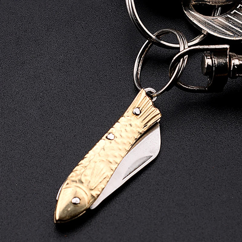 Brass Mini Knife Sharp Pocket Knife Exquisite Folding Knife Portable Keychain Pendant Gifts Accessories