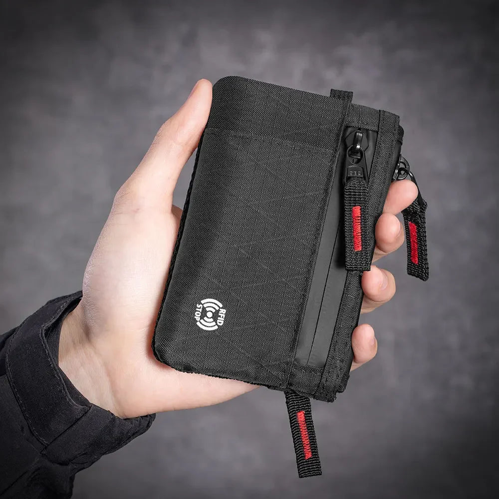 Zipper Rfid Wallet Mini Coin Purse Women Men's Nylon Short Wallet Retro Key Card Holder Small Money Bag Trend Youth Mini Handbag