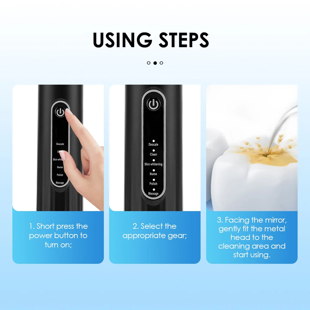 Electric Tooth Cleaner Waterproof Toothbrush Sonic Vibration Dental Scaler Plaque Calculus Tartar Remover With 5pcs Brush Heads