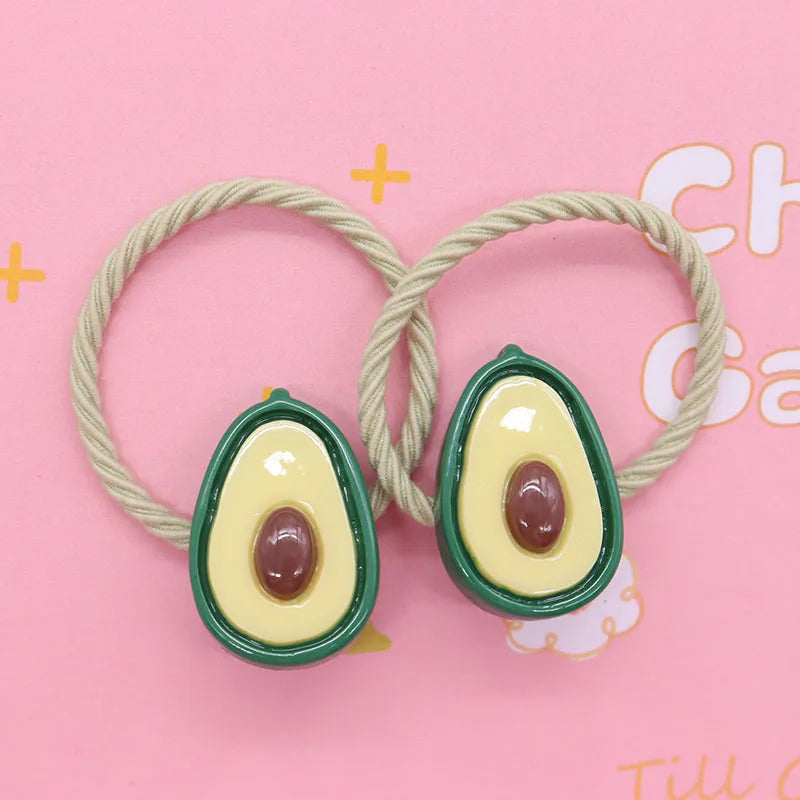 2Pcs/Set Halloween Gift Resin Strawberry Hair Accessories Colorful Hair Ties Children's Rubber Bands Kid Headband Scrunchies