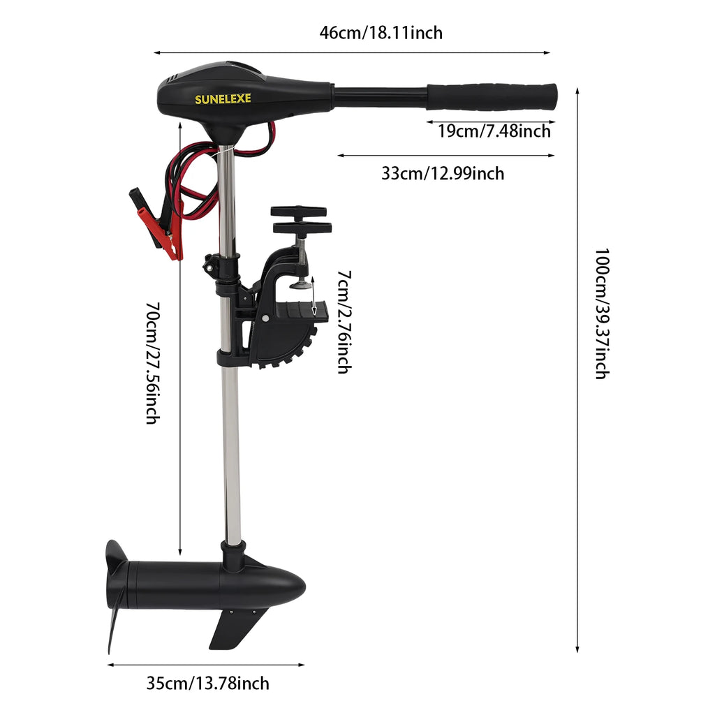 Powerful 40lb Thrust Electric Trolling Motor, 5 Forward Speeds, Adjustable & Durable for Fishing & Inflatable Boats