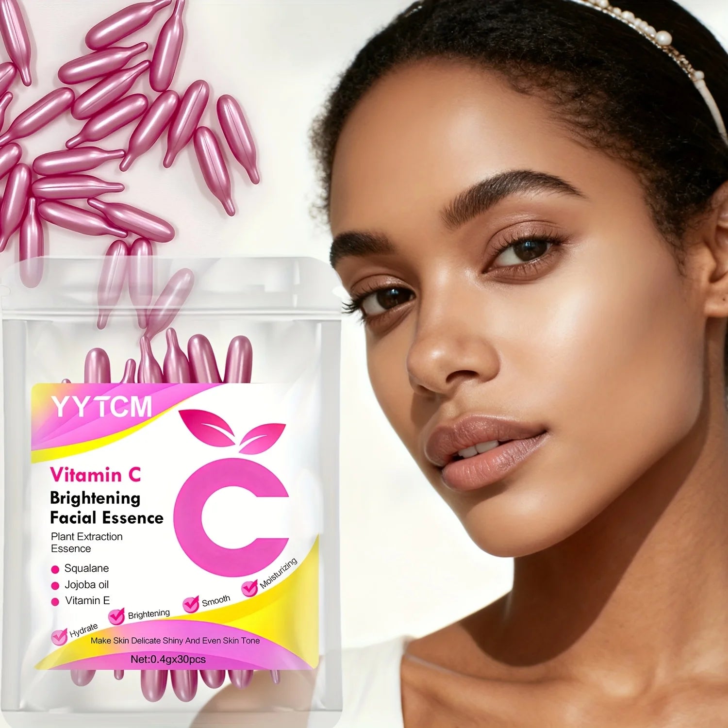 Vitamin C Brightening Capsule Essence | Squalane + Vitamin E | 30 Caps | Deep Hydration