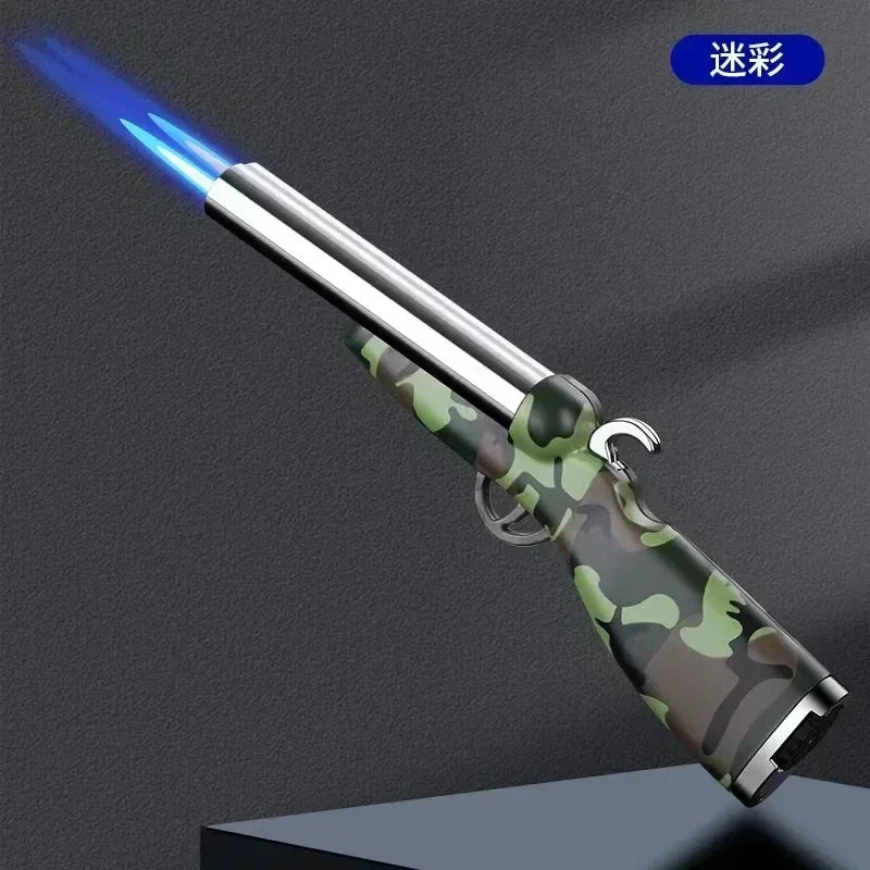Various Gun Shape Cigarette Lighter，mini Portable Torch Lighter Refillable Butane Gas Open Flame Lighter Smoking Accessories