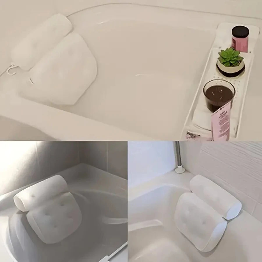 1 spa bathtub pillow with anti-slip suction cups for neck and back support, bathtub/bathroom accessory