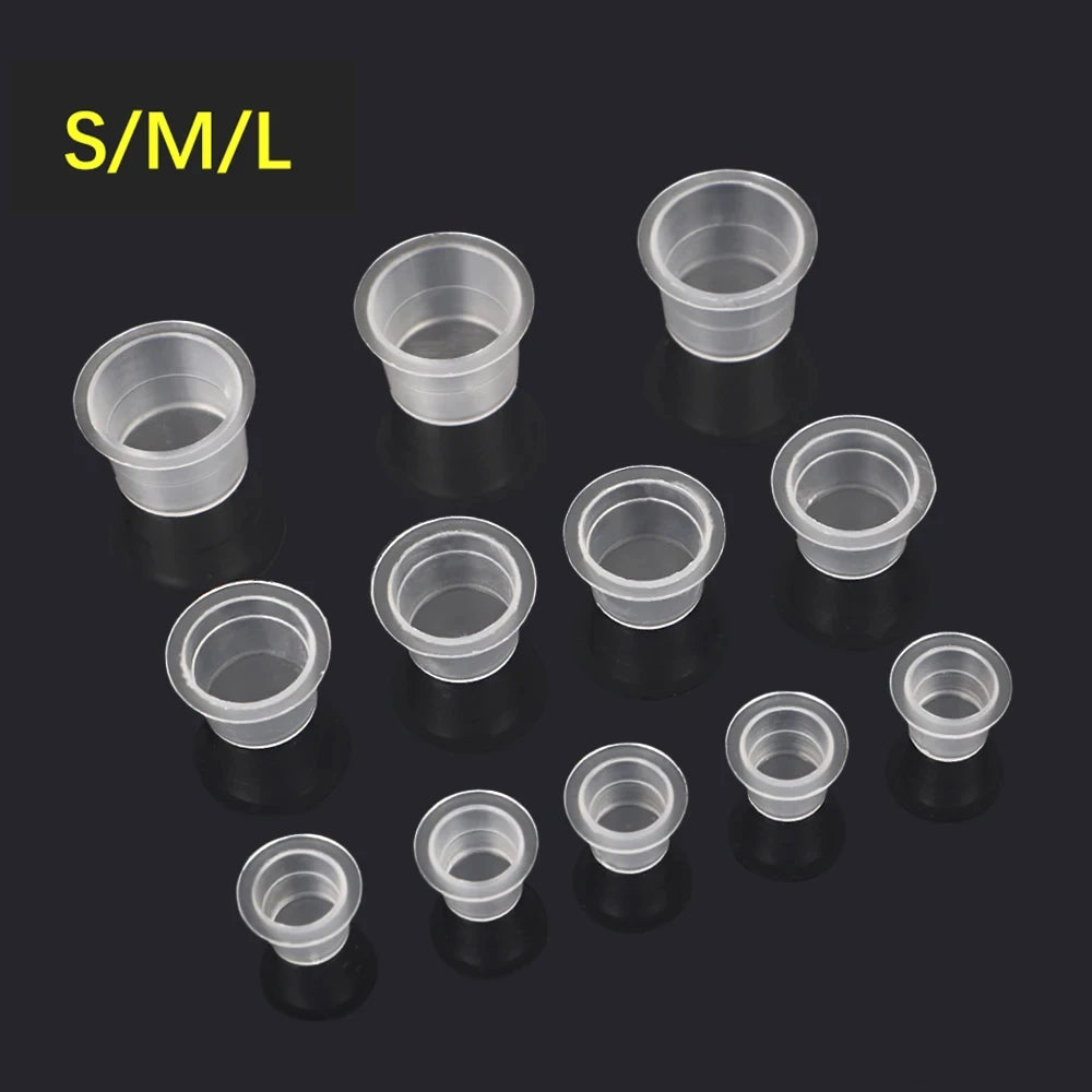 100pcs Tattoo Large Medium Small Ink Pigment Cup Ring transparent Microblading Cap Lip Eyebrow PMU Bleaching Supplies Cream