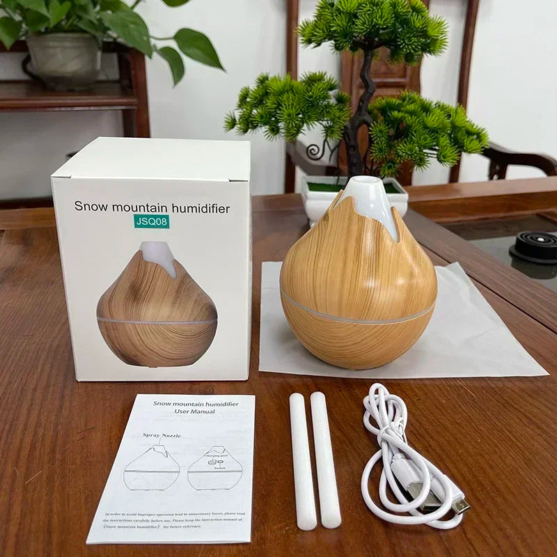 Difusor Aromaterapia 350ml Veta de Madera | Control Remoto | LED 7 Colores 🌿