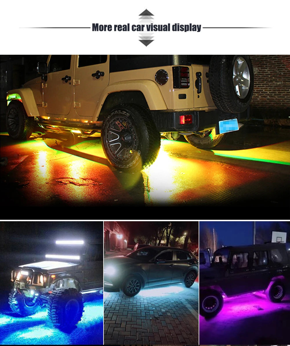 KEVANLY Luces LED RGB Auto 12V | Control por APP | Underglow | Ambiente y Decoración | Silicona | Universal