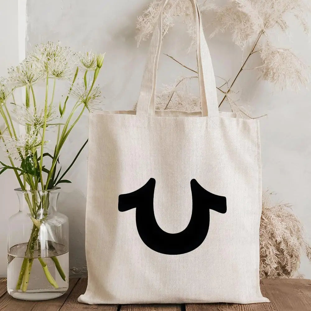 T-True Religion Storage Bags Canvas Tote Bag Double-Sided Print Fashion Shoulder Shopping Bag Gift Handbags