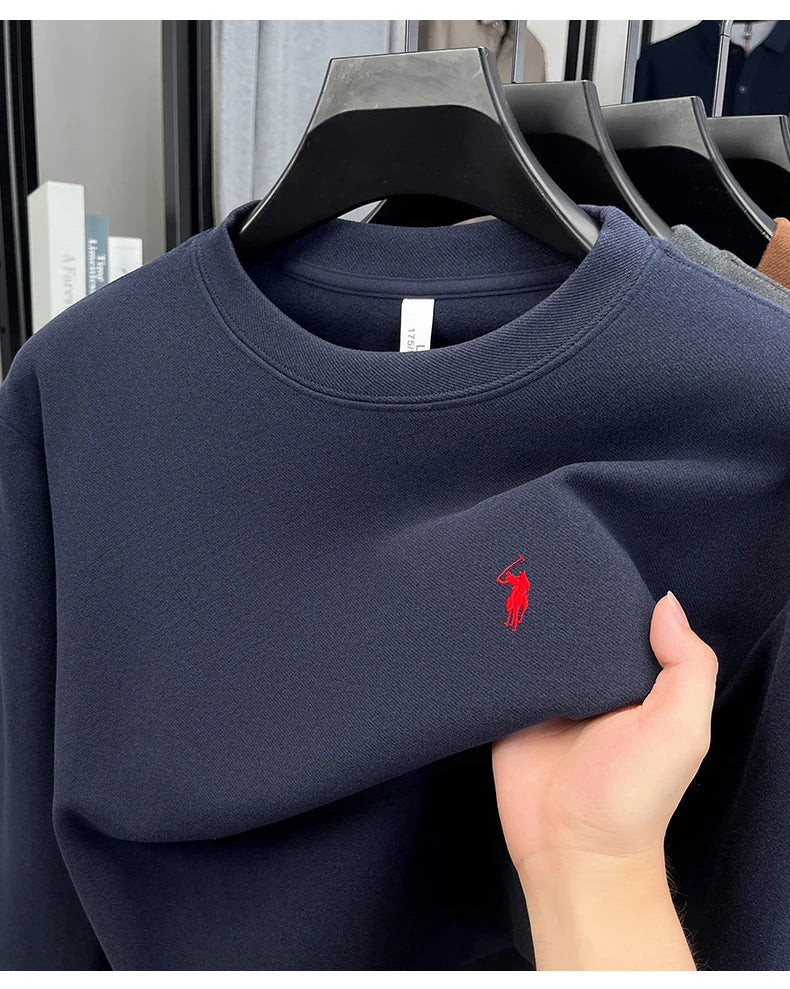 Sudadera de Lujo Manga Larga con Bordado de Pony | Casual Cuello Redondo Hombre 👔