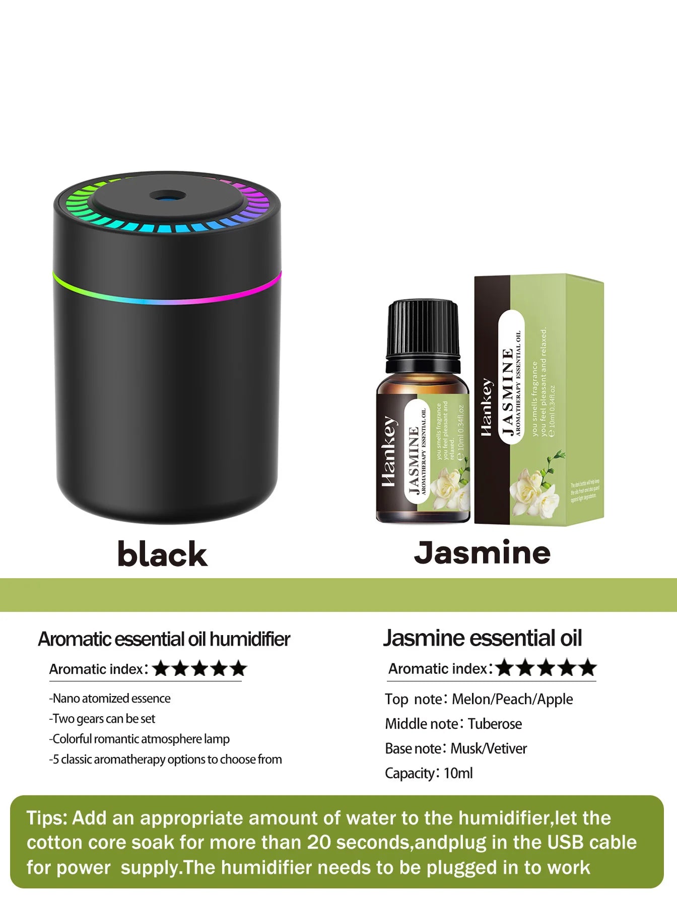 Difusor Aromaterapia 180ml | Humidificador LED 7 Colores | Auto y Hogar 🌿