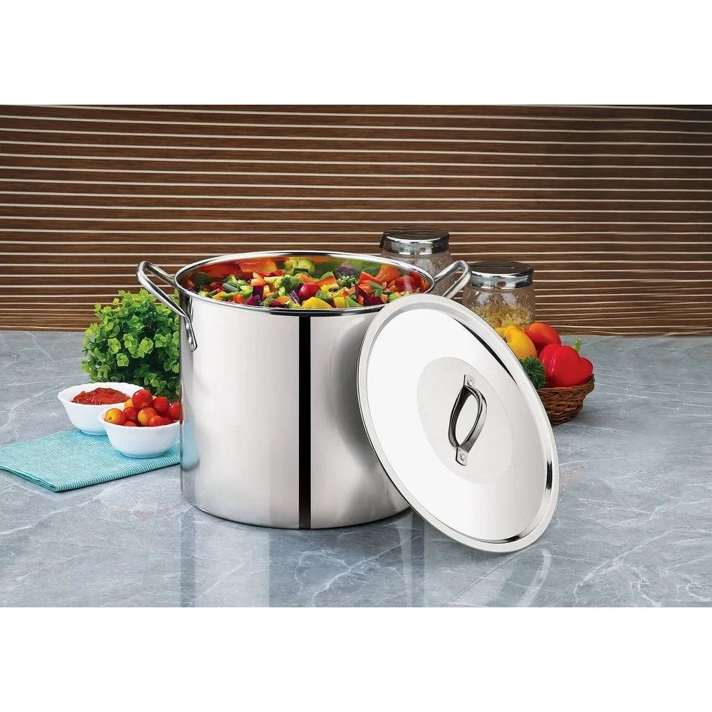 Olla de Sopa Acero Inoxidable 12Qt | Asas Frescas | Cocina Pesada | Estofado y Caldo
