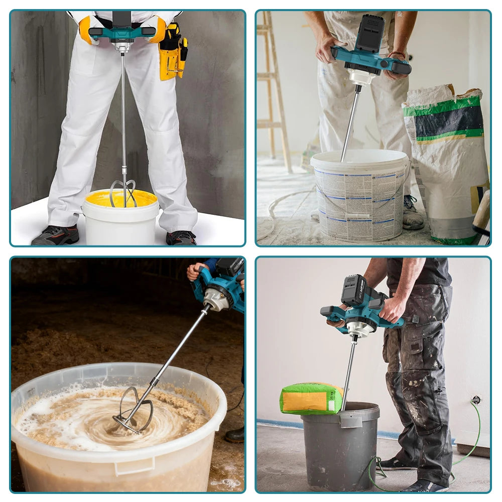6 Speed Brushless Electric Concrete Mixer Paddle Mix Cordless Cement Mortar Plaster Blender Paint Mix Rod For makita 18v battery