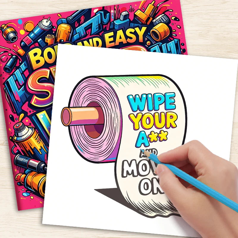 32 Pages Bold And Easy Swear Word Graffiti Coloring Book For Adults Stress Relief Anti-Anxiety Art Therapy Gift