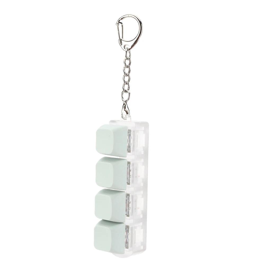 4 Keys Button Keycap Fidget Keychain Keyboard Key Toy Keyboard Clicker Toy Keyboard Cube Toy for Adult Gifts To Relief Pass Time