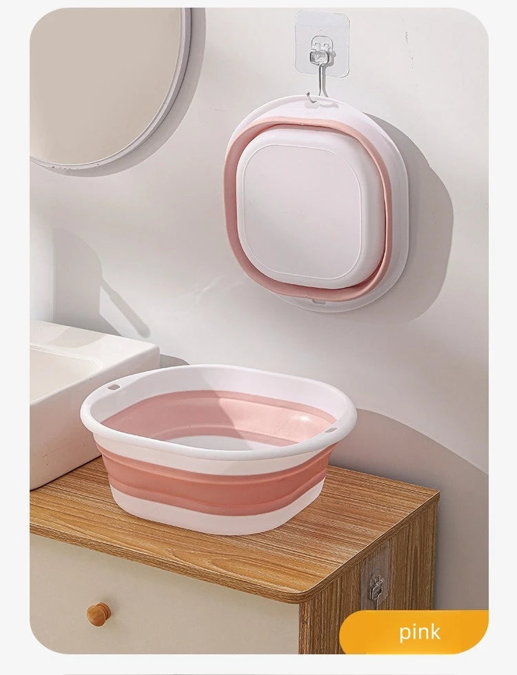 Folding Washbasin Silicone Portable Basin Foldable Bucket Camping Sink Bath Goods Dorm Room Essential Collapsible Laundry Bowl
