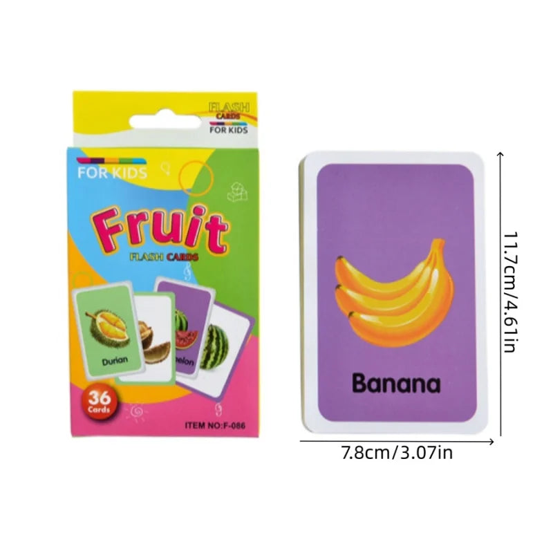 36pcs/box Early Childhood Education card animal fruit food color shape English character Montessori Toy Memory Training card
