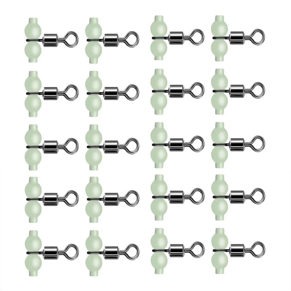 20pcs Luminous Cross Line Rolling Fishing Swivel 3 Way Fishing Line Connector Swivel