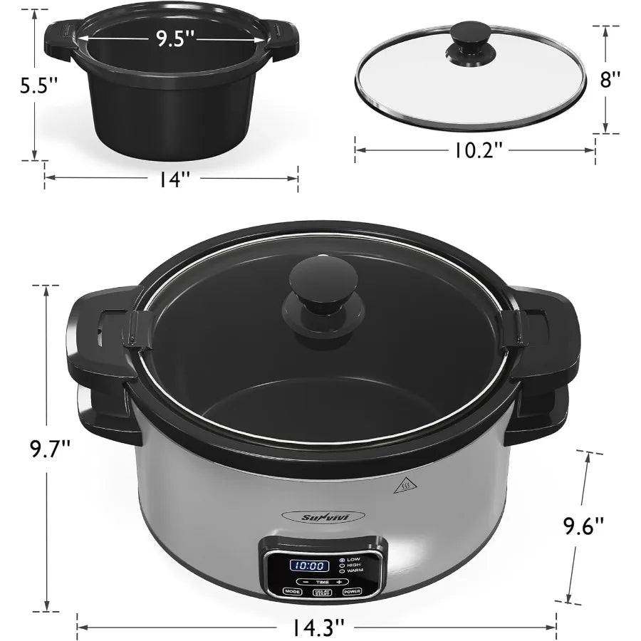 Olla de Cocción Lenta Programable 4qt | Tapa con Cierre | 3 Temperaturas | Cocina en Casa