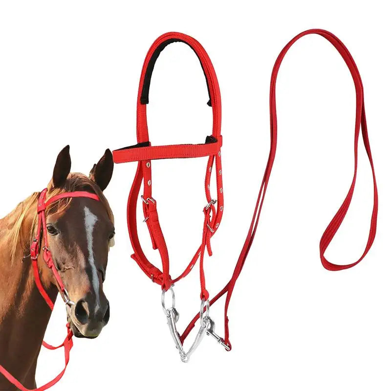 Brida para Caballo Ajustable con Filete y Muserola | Nylon Suave | Ecuestre 🐎