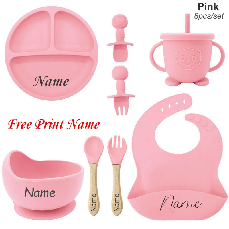 Set de Alimentación Personalizado para Bebé | Silicona | Plato, Bol y Vaso | Regalo 🍼