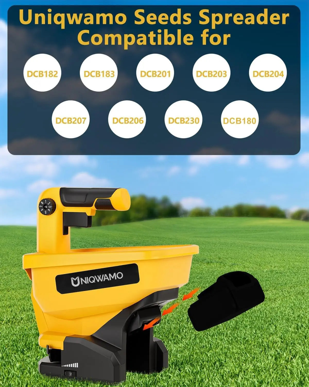 Handheld Power Spreader for Grass Seeds and Rock Salt, Compatible with 20V/60V Li-ion Batteries, Year-Round Use
