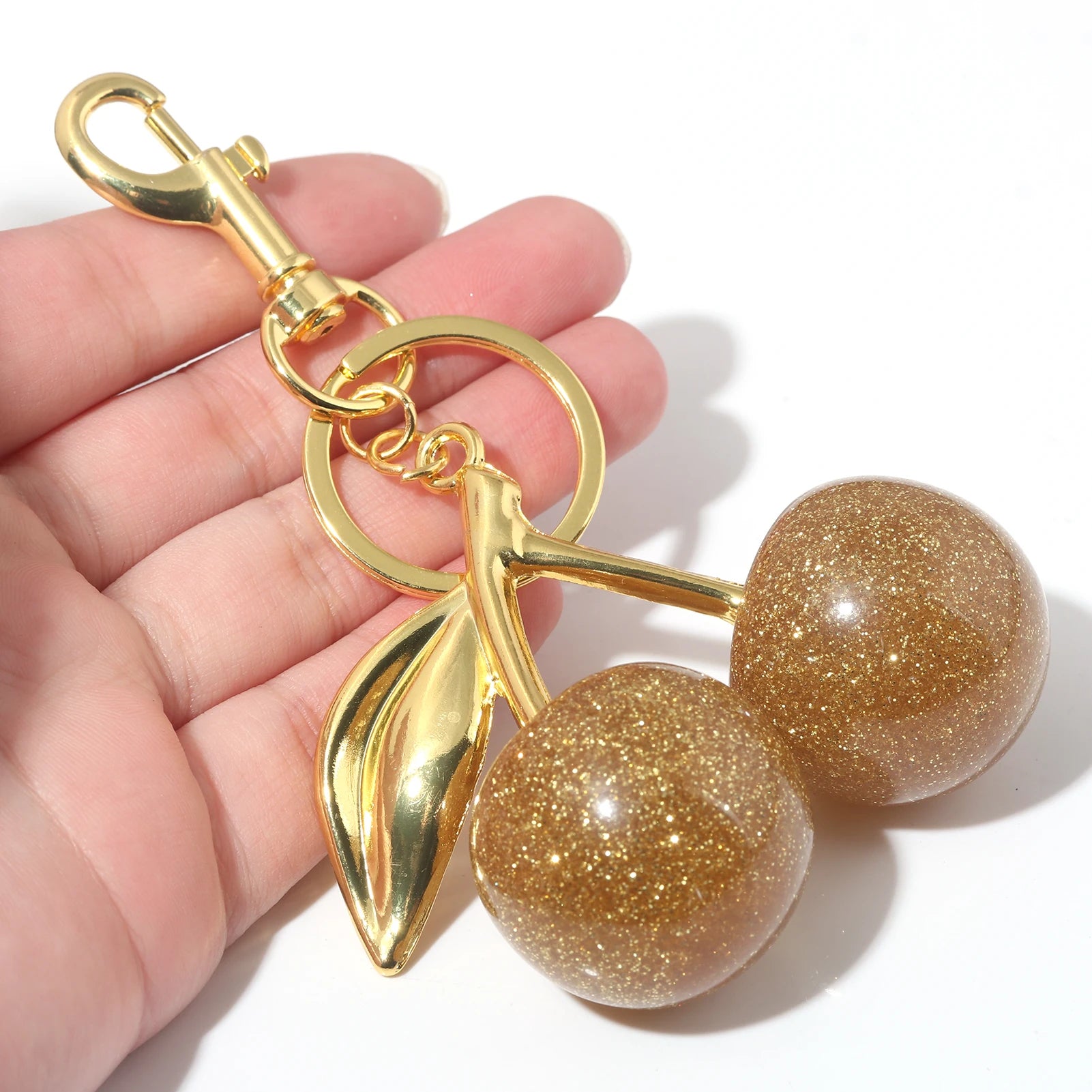 Fashion Red Cherry Keychain Pendant Summer Fruits Keyring for Women Men Bag Jewelry Accessory Gift