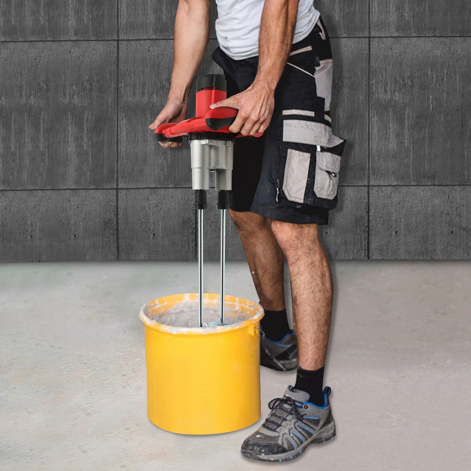 Handheld Paint and Mortar Stirrer Corded Electric 2-Gear Concrete Mixer 6 Speeds Optional Red/Green US/EU Standard 110V