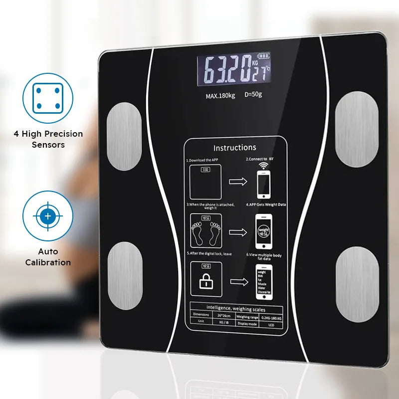 Smart Body Fat Scale Wireless LED | Body Composition Analyzer | BMI Weight Testing
