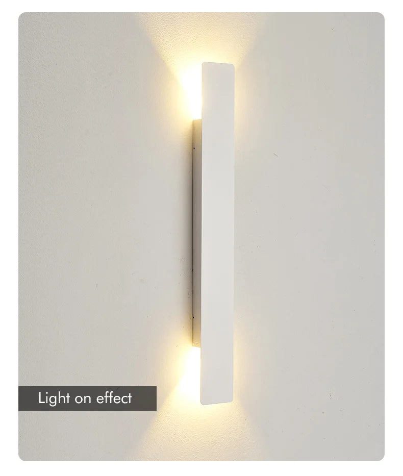 Outdoor Waterproof Wall Lamps Strip Aluminum Wall Lights 18W LED Black Wall Lamp Bedroom Exterior Outdoor Lighting Fixtures