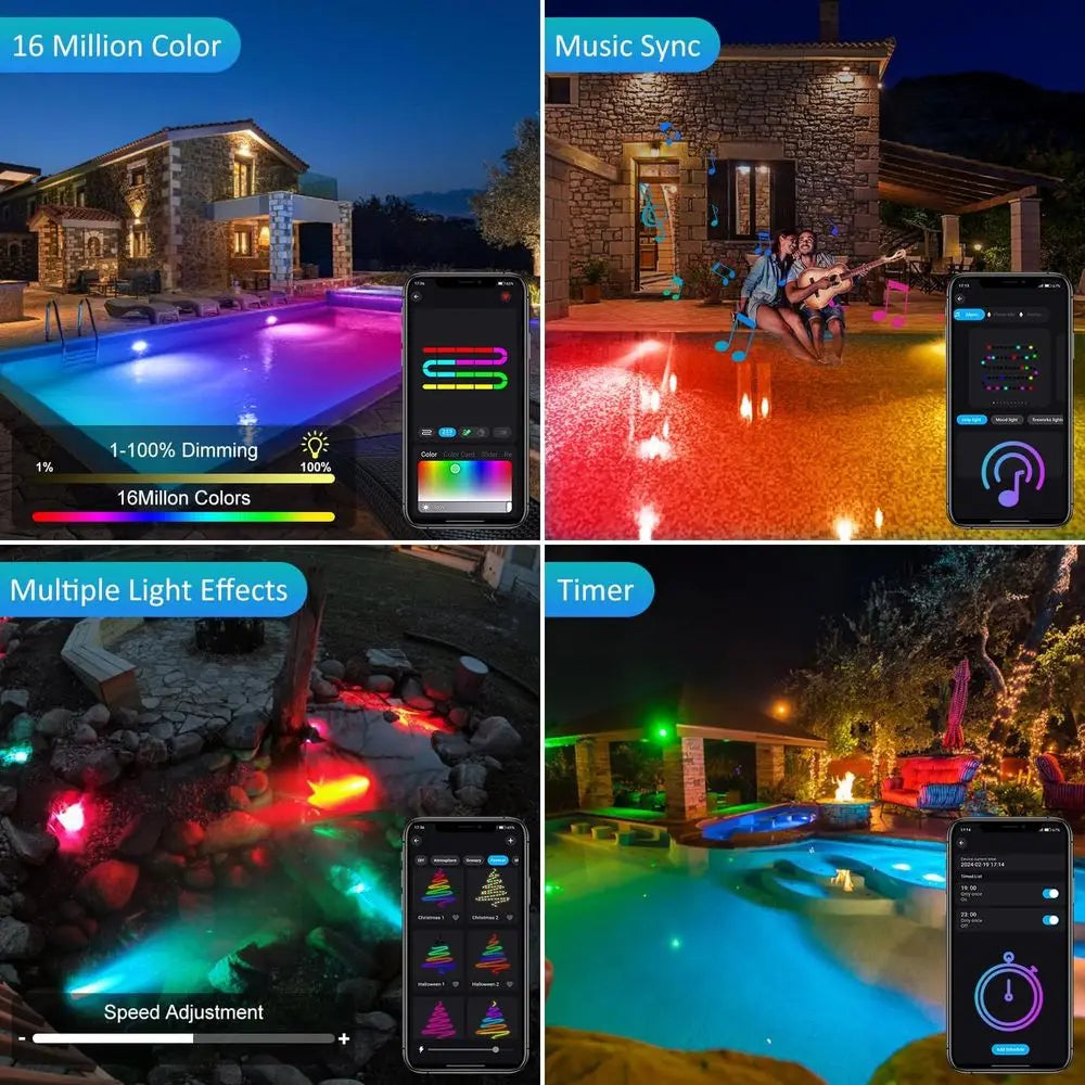 LED Pond Lights Underwater, Color Changing Submersible ountain Lights with APP Control, Waterproo Spotlight with 16 Million Col,