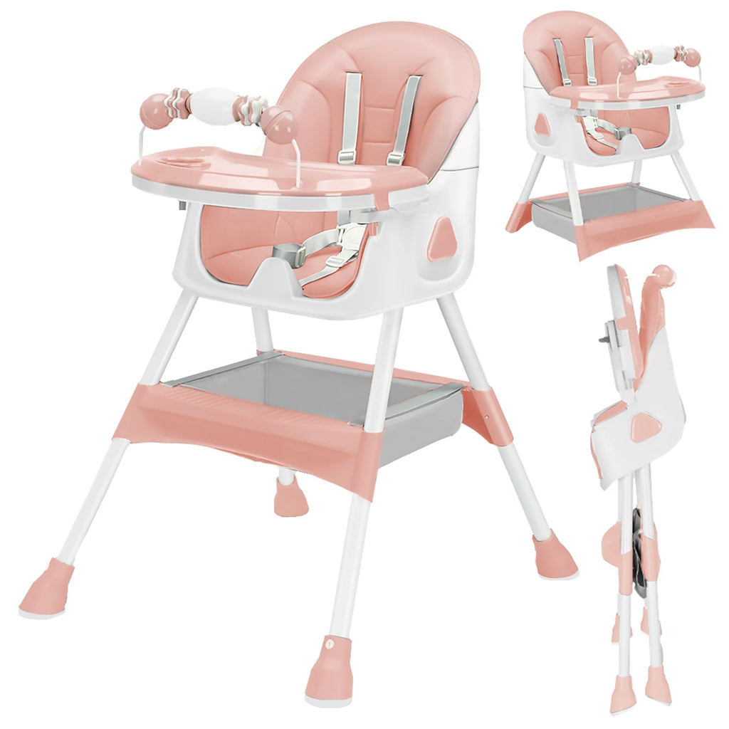 Silla Alta Plegable para Bebé E500 | Almohadilla Antideslizante y Porta Juguetes