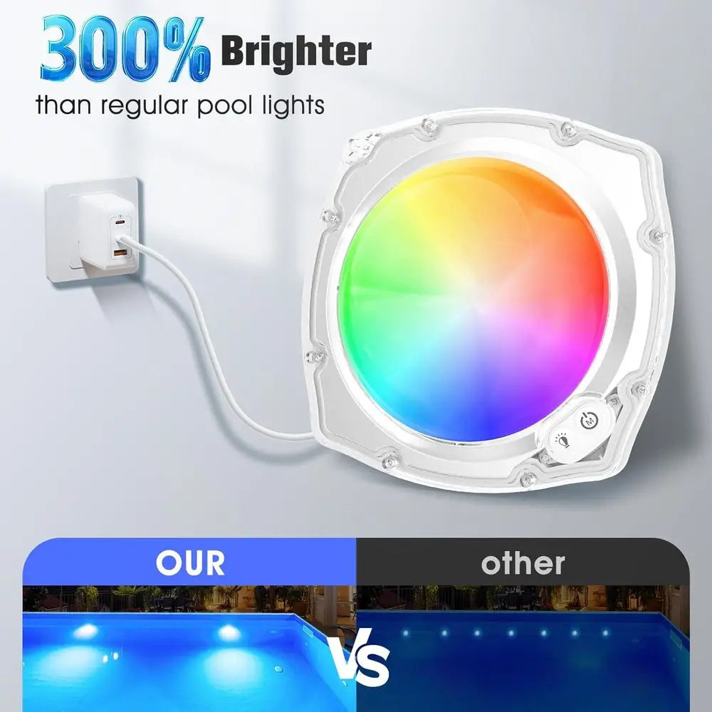 Submersible Pool Lights with Remote, High BrightnSwimming Led Pool Lights or Above Ground Pools Waterproo, 9 es Underwater Magne