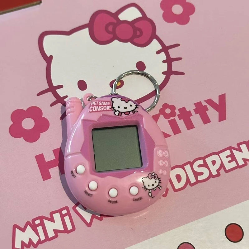 Hello Kitty Keychain Virtual Pet Mini Game Console Harajuku Girl Pink Angel Kuromi Cartoon Bag Pendant Toys Birthday Gifts