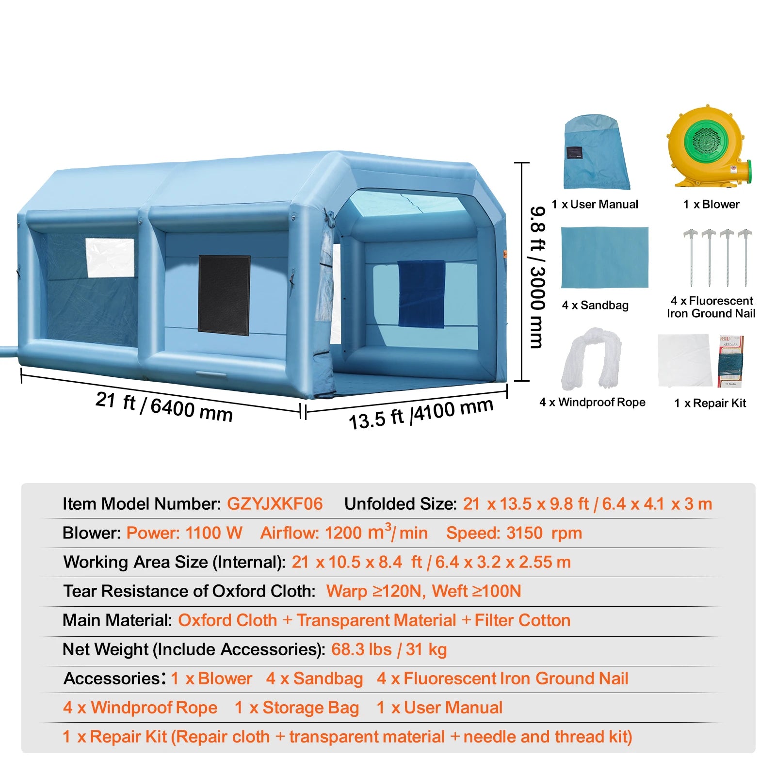 SucceBuy Inflatable Paint Booth Inflatable Spray Booth with Powerful Blowers and Air Filter System Portable Car Paint Booth