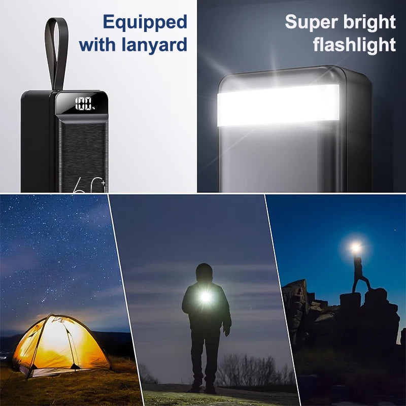 hganus Power Bank 60000mAh | QC PD3.0 22.5W | 4 Puertos | Linterna LED | Pantalla Digital | iPad, iPhone y Xiaomi