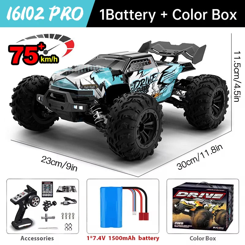 WLtoys 16101 Pro Carro RC 1:16 | 75KM/H | 4WD | Motor Brushless | LED | 2.4G | Drift Monster Truck | Regalo Niños