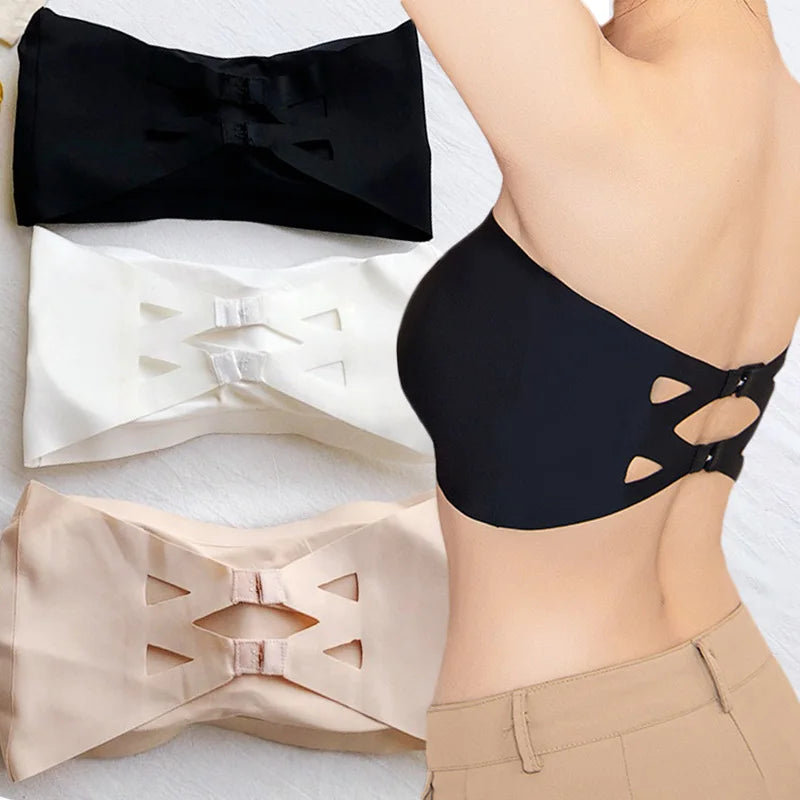 Ice Silk Seamless Strapless Bra | Wireless Soft Crop Tube Top | Women S-XXL