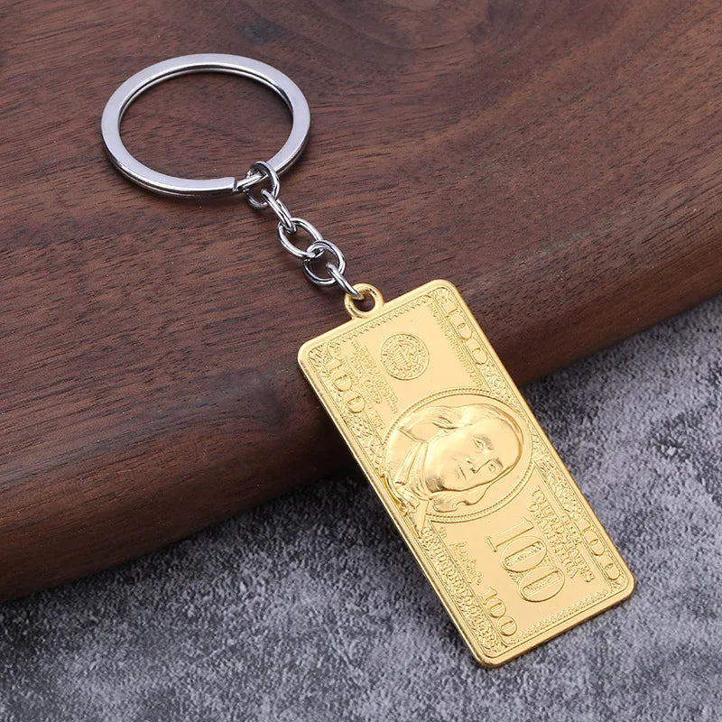 3D Mini Dollar Model Keychain Accessories Retro Keyring Money Bag Couple Matching Airpods Keychain Pendant