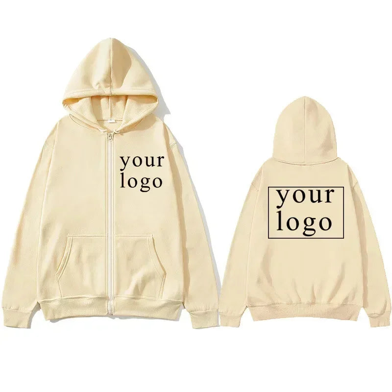 Hoodie Cardigan con Cremallera DIY 2025 | Logo Personalizado | Hombre y Mujer 👕