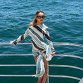 2026 New High Quality Sloping Shoulders Dress Bikini Sexy Women Swimsuit Striped Print Swimwear Dress Bikini Bathing Swimsuit