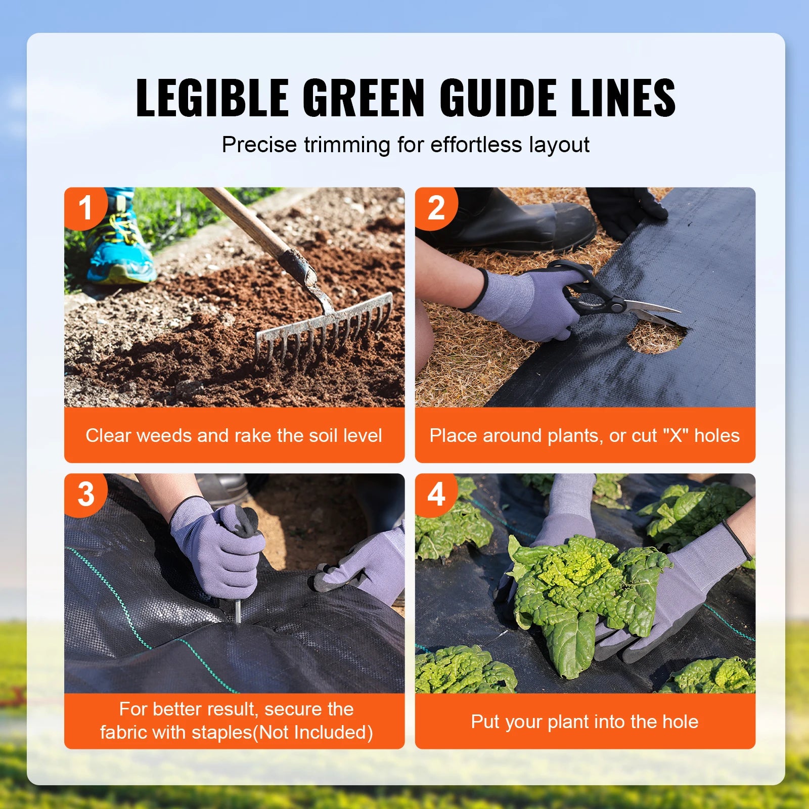 SucceBuy Weed Barrier Landscape Fabric Heavy Duty Garden Fabric Woven PP Weed Control Driveway Geotextile Fabric for Landscaping