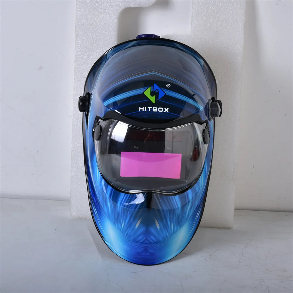 HITBOX Welding Helmet Auto Darkening - Large Viewing Screen True Color Hood Solar Lithium DIN4/5-9/9-13 1/1/1/2