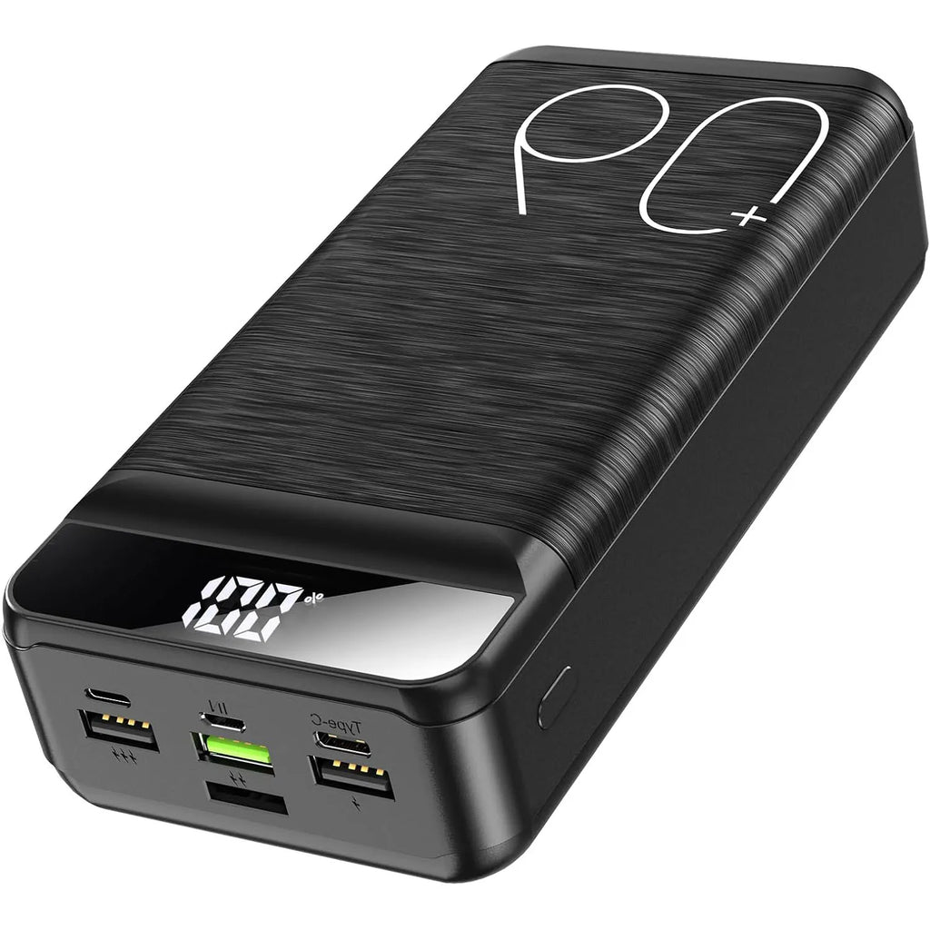 hganus Power Bank 60000mAh | QC PD3.0 22.5W | 4 Puertos | Linterna LED | Pantalla Digital | iPad, iPhone y Xiaomi