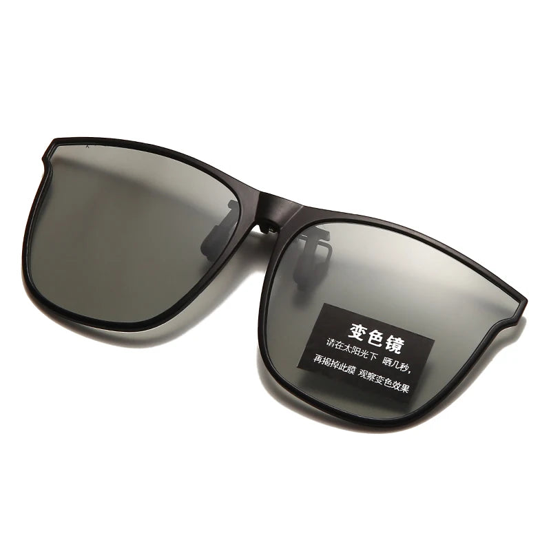 Polarized Clip On Sunglasses Men Photochromic Car Driver Goggles Night Vision Glasses Anti Glare Vintage Square Glasses Oculos