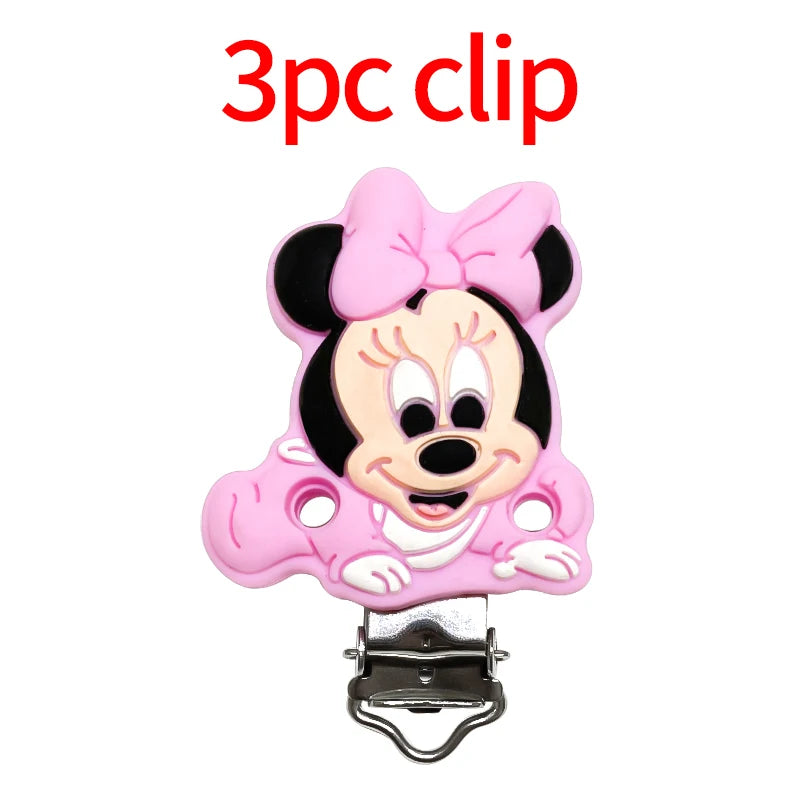 1/3/10pcs Silicone Mickey Teething Beads Food Grade Cartoon Shape Baby Teethers Toys DIY Pacifier Clips Chain Accessories
