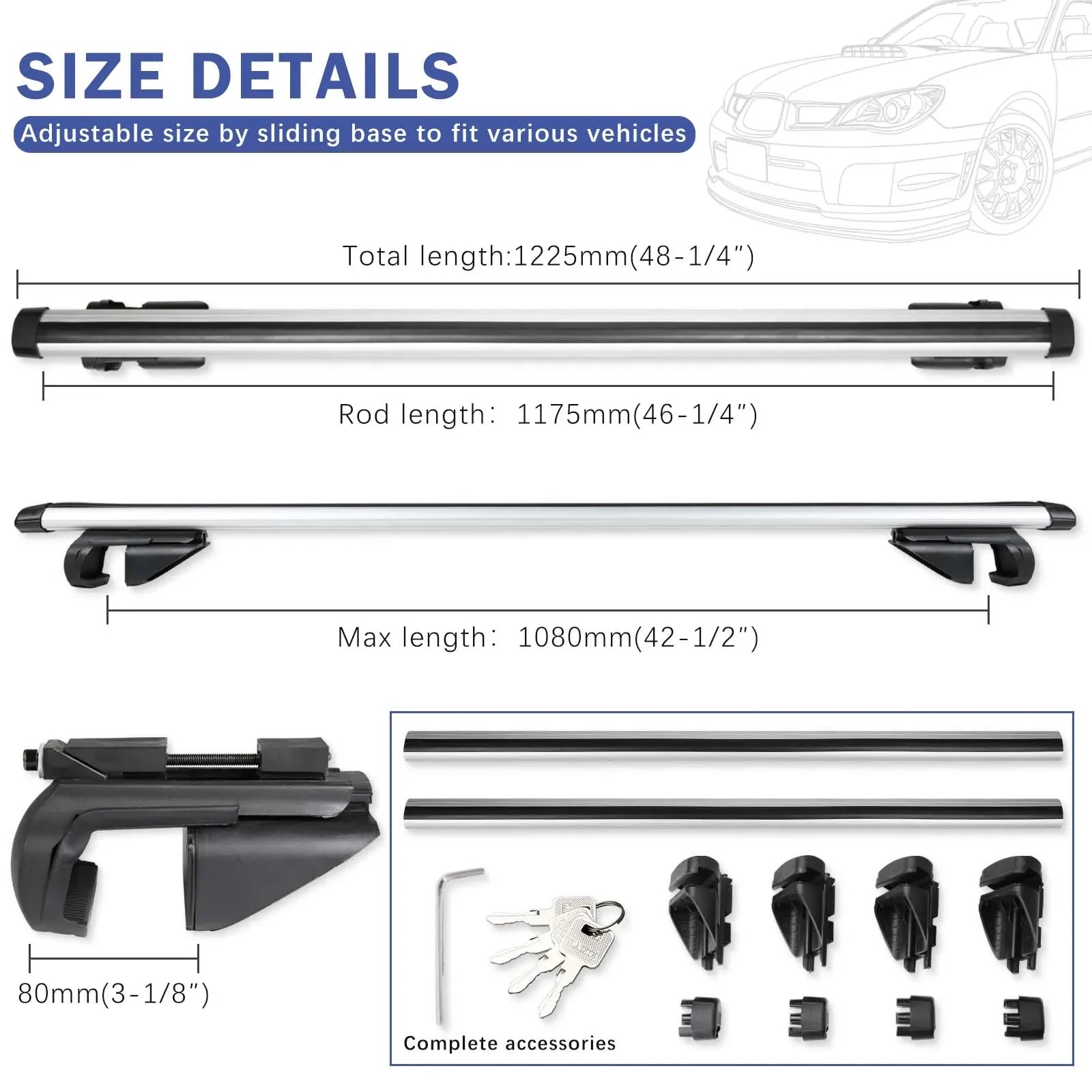 48" Car Roof Rack Cross Bar Cargo Luggage Carrier w/Lock For Hyundai Tucson 2022 - Firu Total Sales