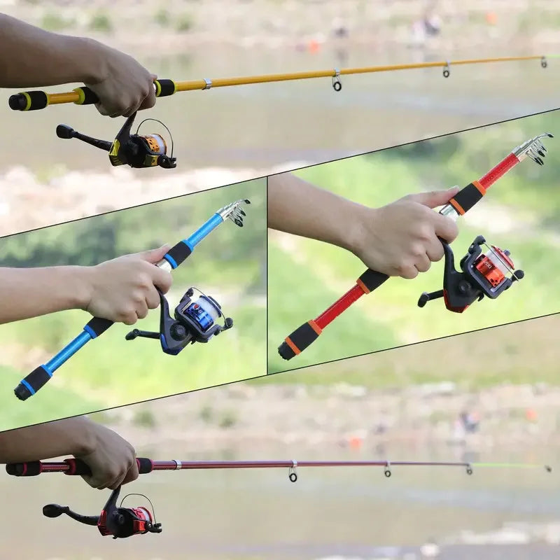 Telescopic Fishing Rod & Spinning Reel Full Kit | Baits, Hooks & Travel Bag Included