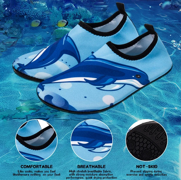 Kids Water Sport Beach Swimming Socks Girl Thin Multi Prints Anti Slip Fitness Yoga Dance Swim Surf Diving Underwater Shoes