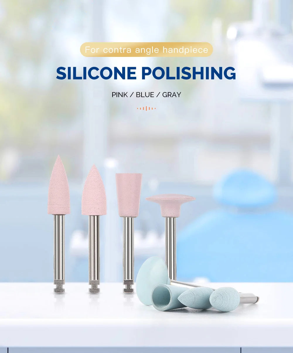 AZDENT 12Pcs/Set Dental Silicone Polishing Rubber Grinding Heads Teeth Polisher 2.35mm RA Finisher for Low Speed Handpiece